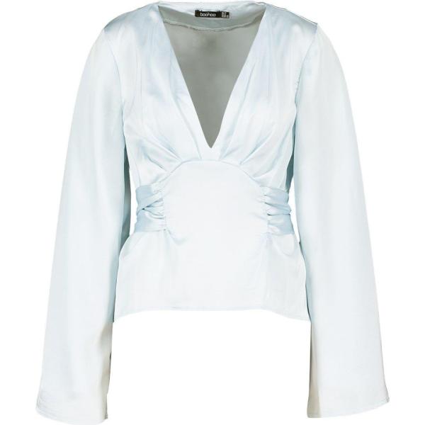 Camicetta in raso azzurro Boohoo blu