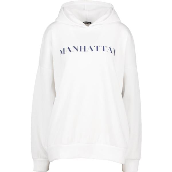 Felpa oversize con scritte e cappuccio bianco Boohoo bianco