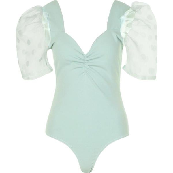 corpo Boohoo verde a pois