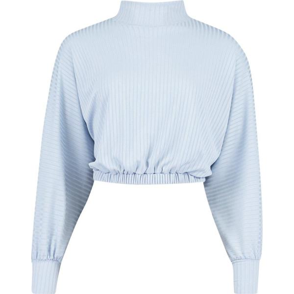 Top a coste collo alto blu Boohoo blu