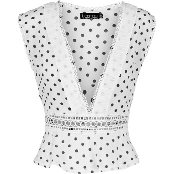 top Boohoo bianco a pois