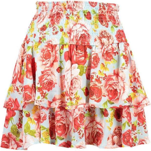 minigonna Boohoo rosso a fiori
