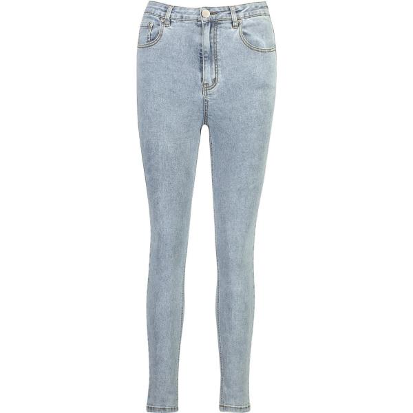 Jeans skinny premaman effetto strappato vita alta in denim con spille azzurro Boohoo blu