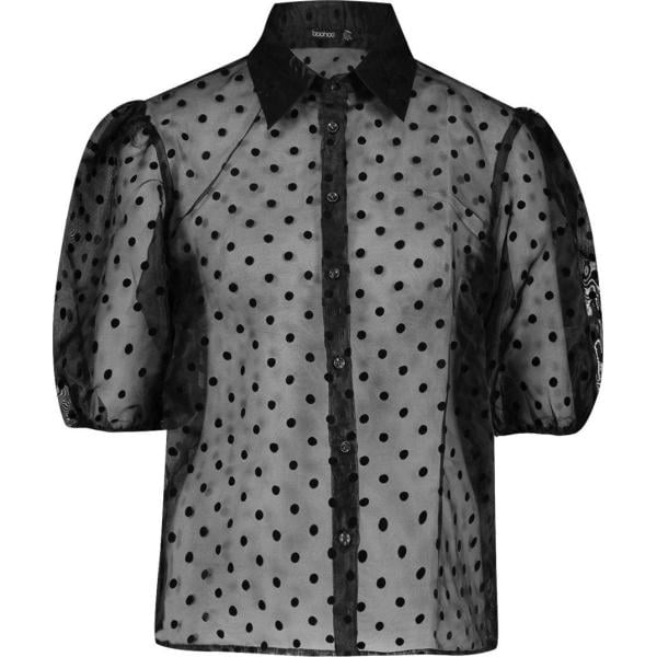 camicia Boohoo nero a pois