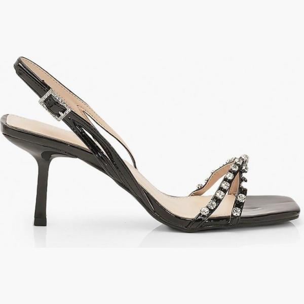 sandali col tacco Boohoo nero