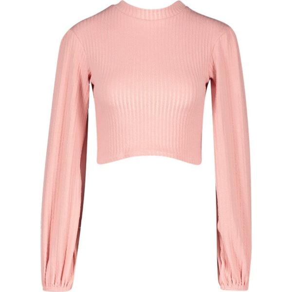 Top collo alto crop rosa Boohoo viola