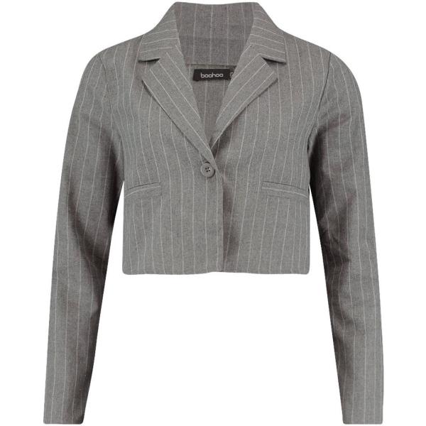 Blazer wrap crop grigio Boohoo grigio a righe