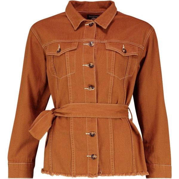Giacca contrasto in denim Boohoo marrone