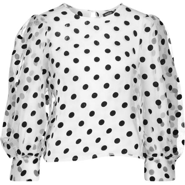 camicia Boohoo bianco a pois