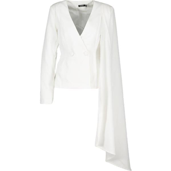 Blazer doppiopetto avorio Boohoo bianco