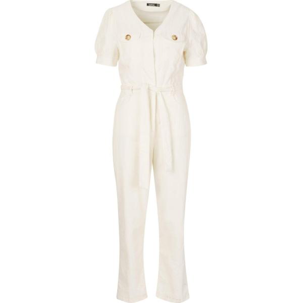 Tuta in velluto Boohoo bianco
