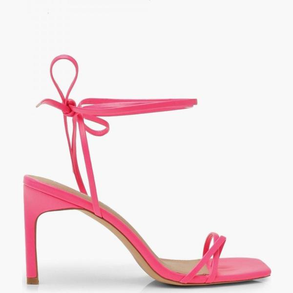 sandali con tacco Boohoo rosa