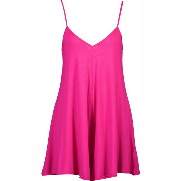 Jumpsuit forma svasata jersey rosa Boohoo rosa