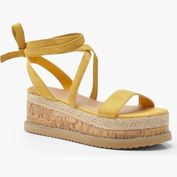 Sandali flatform con lacci incrociati Boohoo