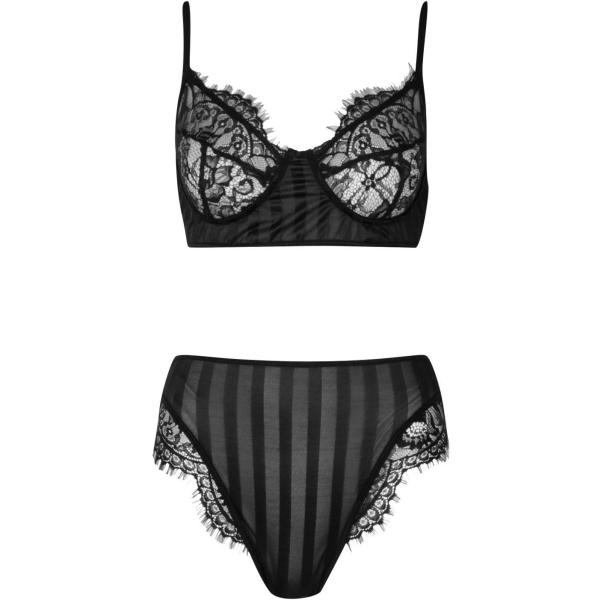 bralette Boohoo nero a righe