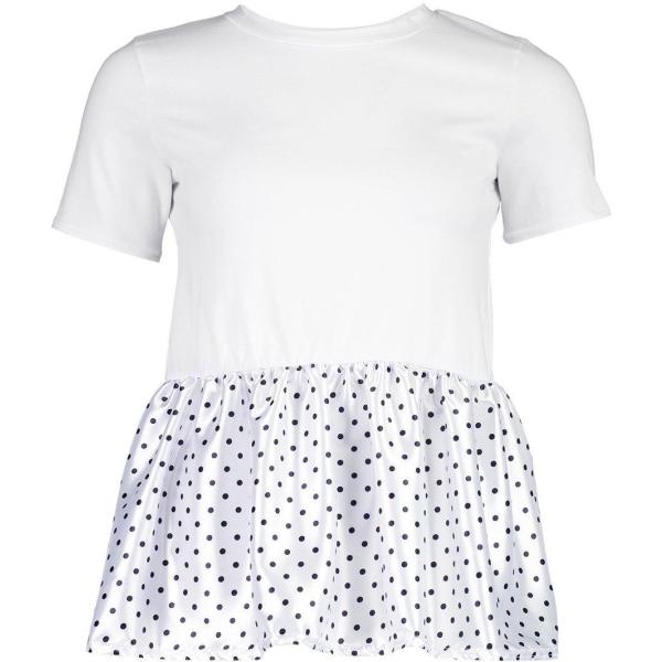 t-shirt Boohoo bianco a pois
