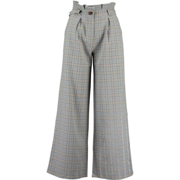 pantaloni a palazzo Boohoo grigio a quadri