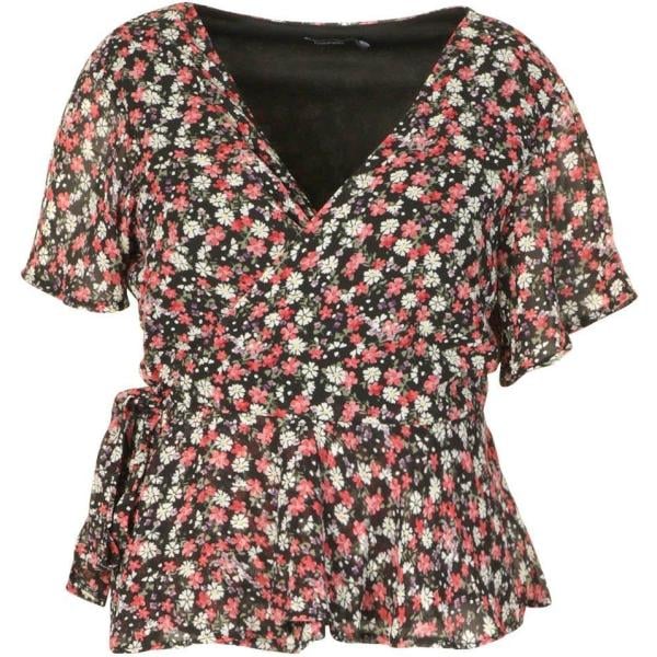 top Boohoo nero a fiori