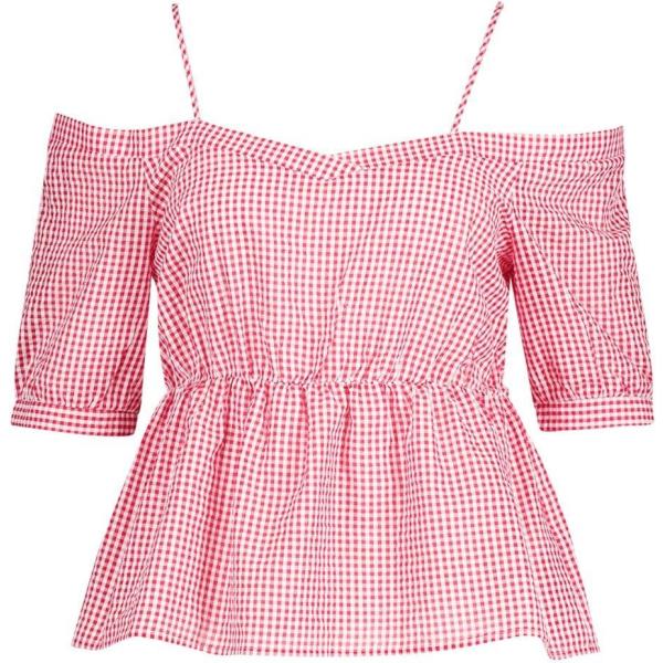 top Boohoo rosso a quadri