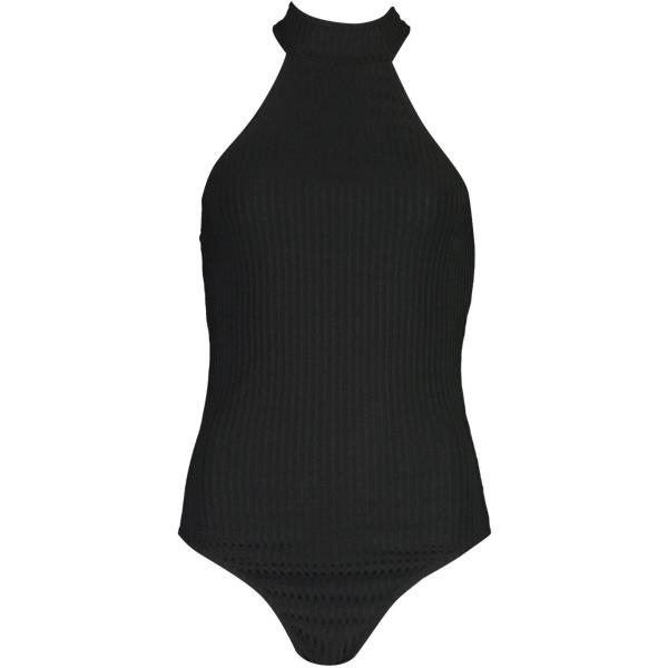 Body a coste con scollo nero Boohoo nero