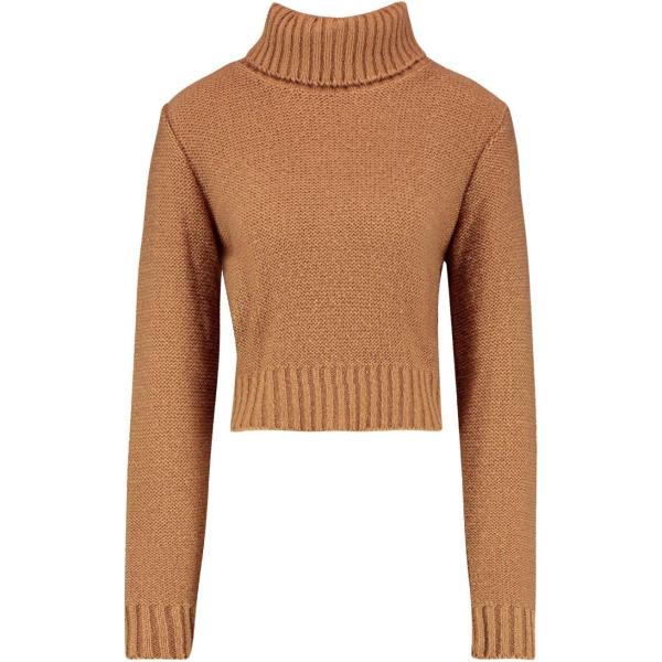 Pullover collo a dolcevita in in maglia cammello Boohoo marrone