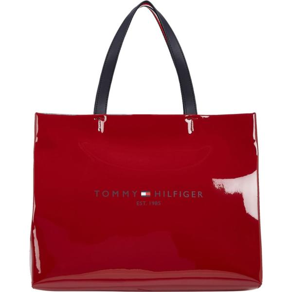 shopping bag Tommy Hilfiger rosso con stampe