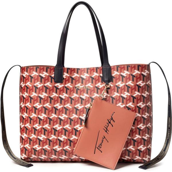 shopping bag Tommy Hilfiger arancione con stampe