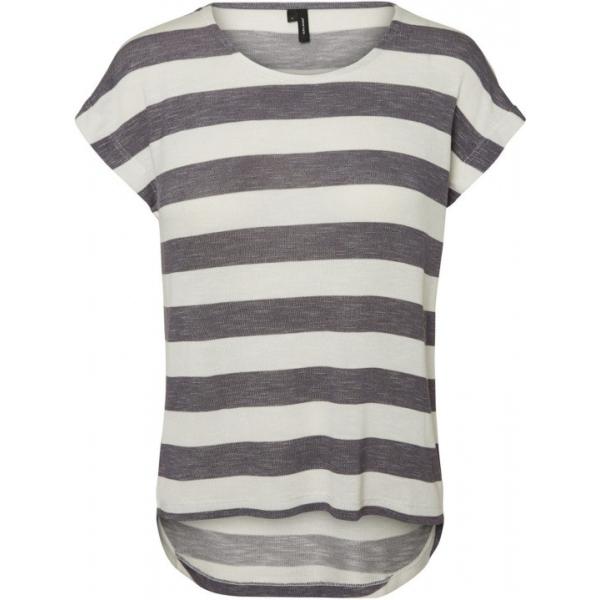 Top loose fit a righe collo tondo a maniche corte elasticizzato blu Vero Moda