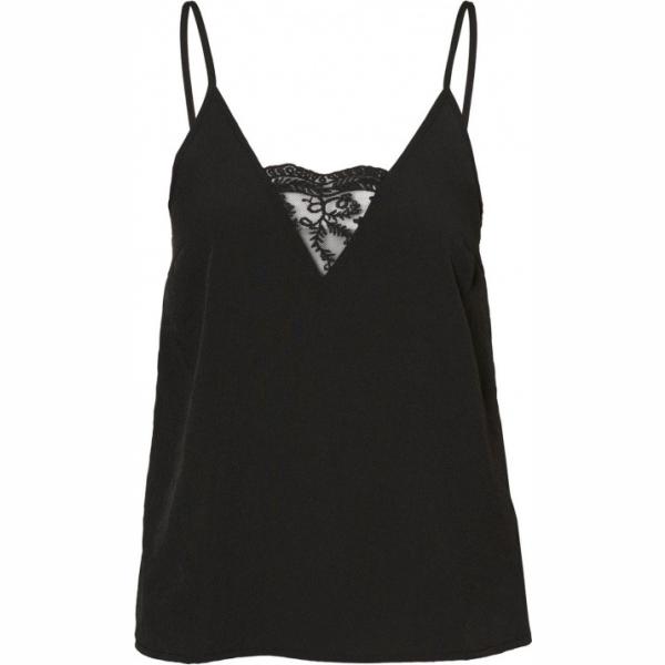Top con pizzo stretto con fasce nero Vero Moda