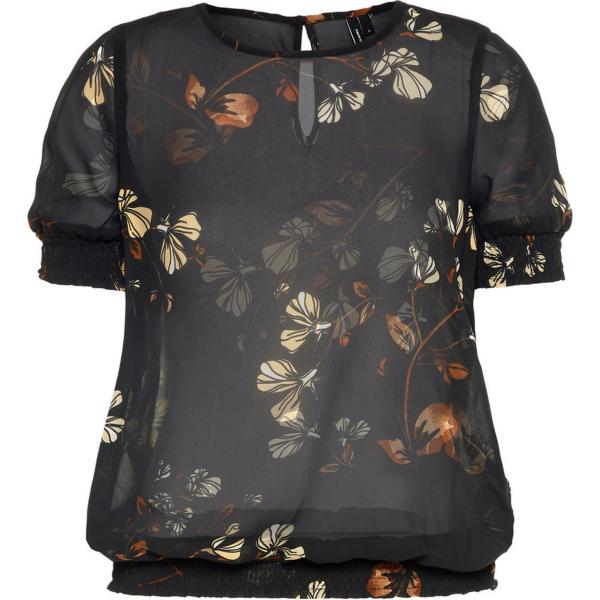 Top con stampa collo tondo a maniche corte nero Vero Moda