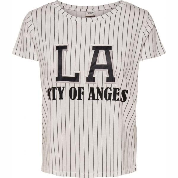 Top con stampa collo tondo a maniche corte elasticizzato bianco Only