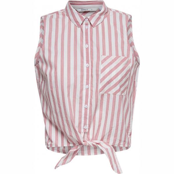 Camicia a righe senza maniche bianco Only