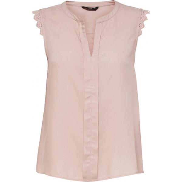 Top loose fit crochet senza maniche rosa Only