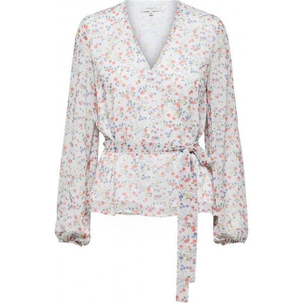 Blusa wrap con stampa bianco Selected
