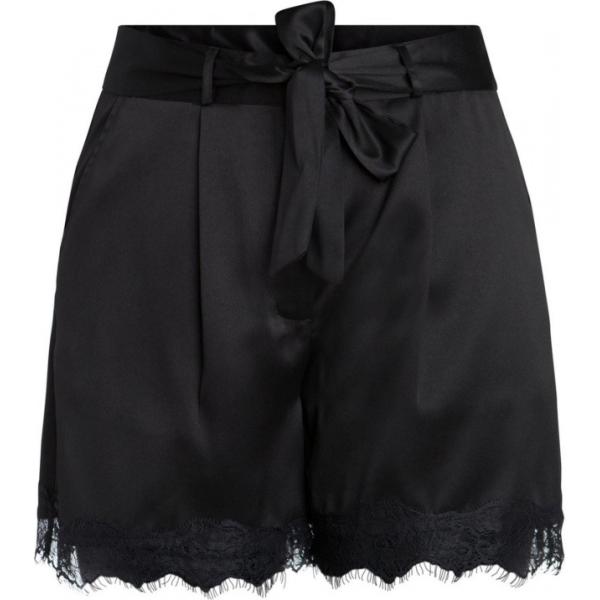 Shorts con pizzo effetto satinato vita alta nero Pieces