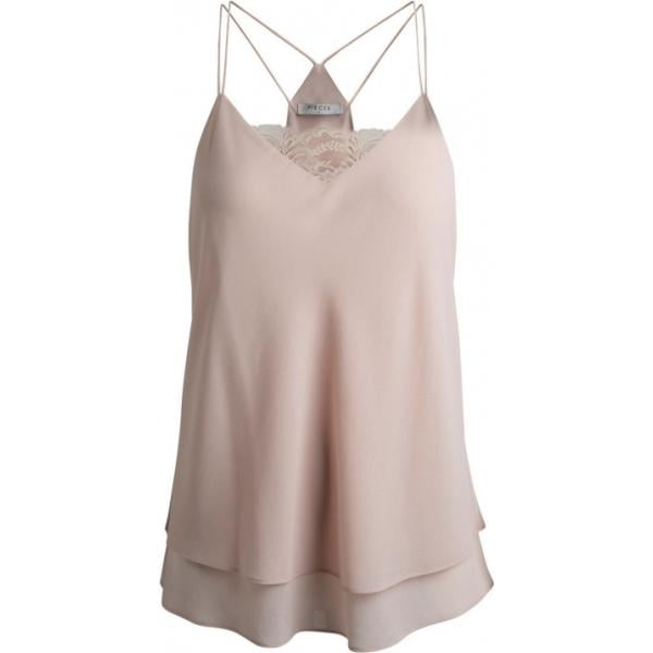Top con pizzo effetto satinato senza maniche pastello Pieces