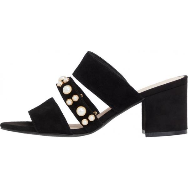 Sandali mini effetto scamosciato con tacco e fasce con punta tonda elasticizzato bianco e nero Bianco