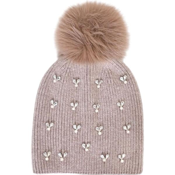 Cappello da donna in grigio chiaro curvy con perle Rinascimento