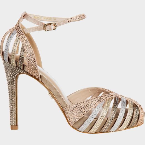 scarpe col tacco Rinascimento marrone tinta unita