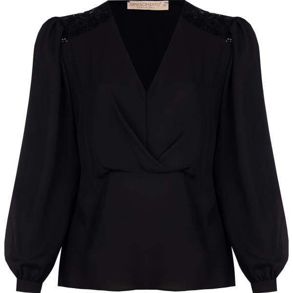 bluse Rinascimento nero tinta unita
