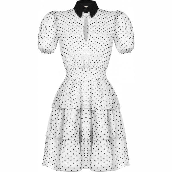 vestiti corti Rinascimento bianco a pois