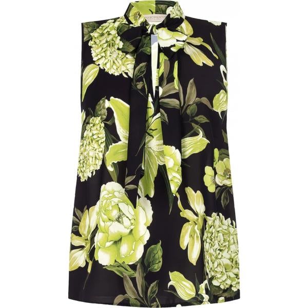 top Rinascimento nero con stampe