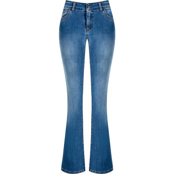 jeans a zampa Rinascimento blu tinta unita