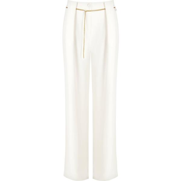 pantaloni a palazzo Rinascimento bianco tinta unita