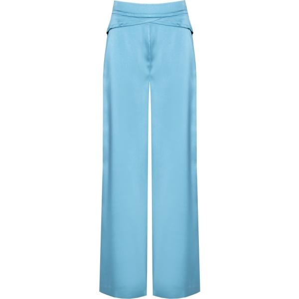 pantaloni a palazzo Rinascimento blu tinta unita
