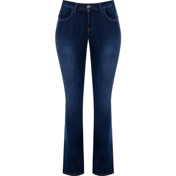 jeans a zampa Rinascimento blu tinta unita