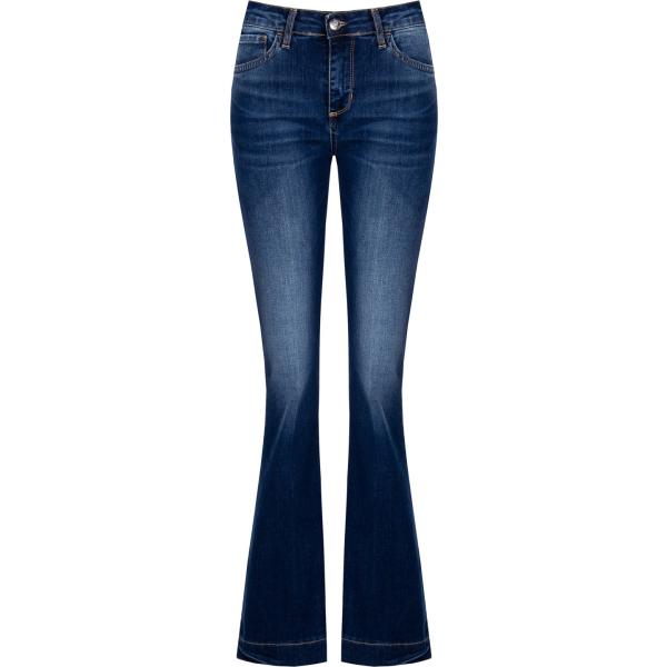 jeans a zampa Rinascimento blu tinta unita