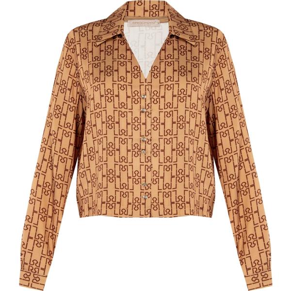 camicie Rinascimento marrone con stampe