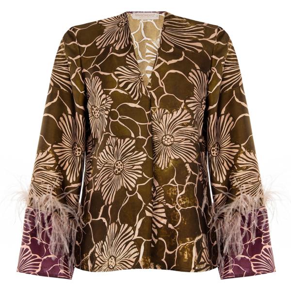 bluse Rinascimento marrone a fiori