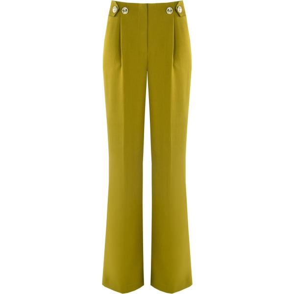 pantaloni a palazzo Rinascimento verde tinta unita